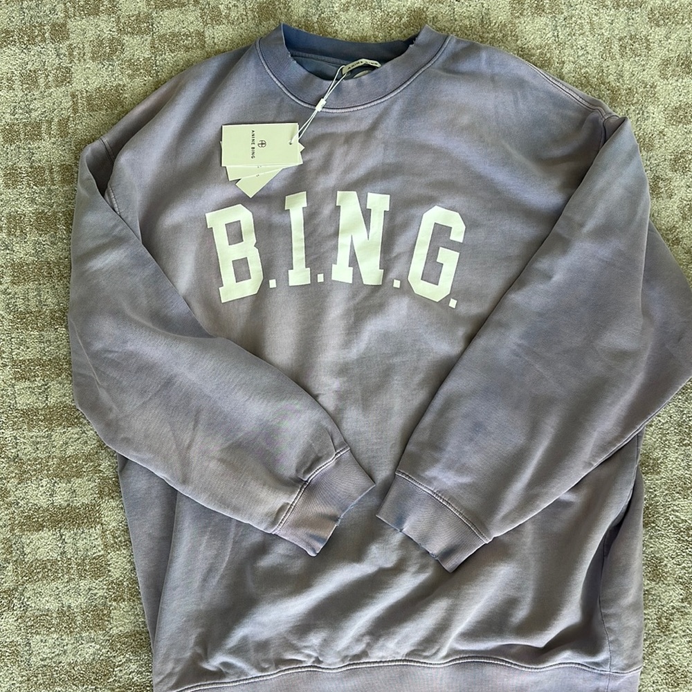 Anine Bing Tyler Sweatshirt Washed Lavender NWT